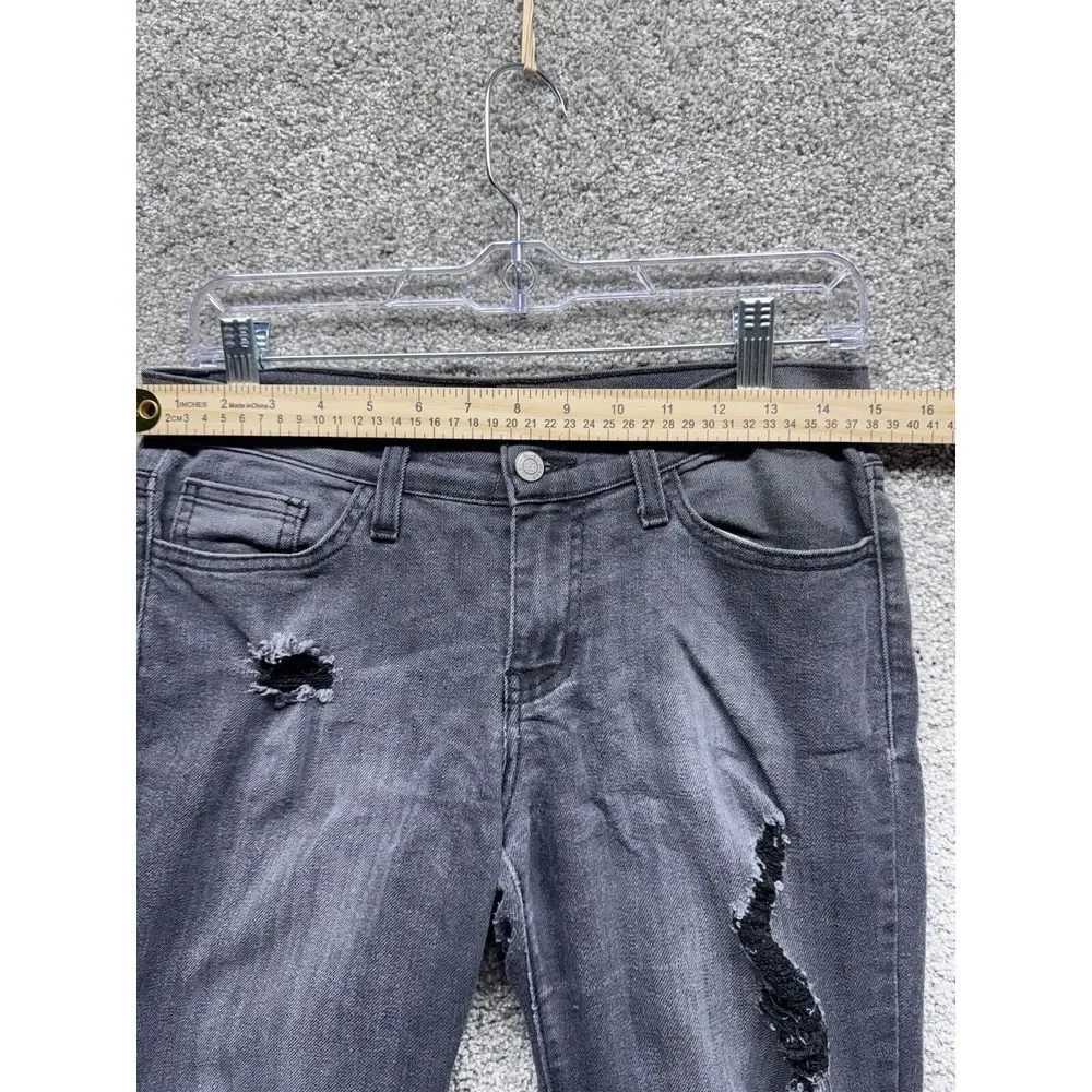 Judy Blue Jeans Womens 7/28 Black Grey Skinny Distressed Rip Grunge Made In USA‎ - Picture 6 of 12